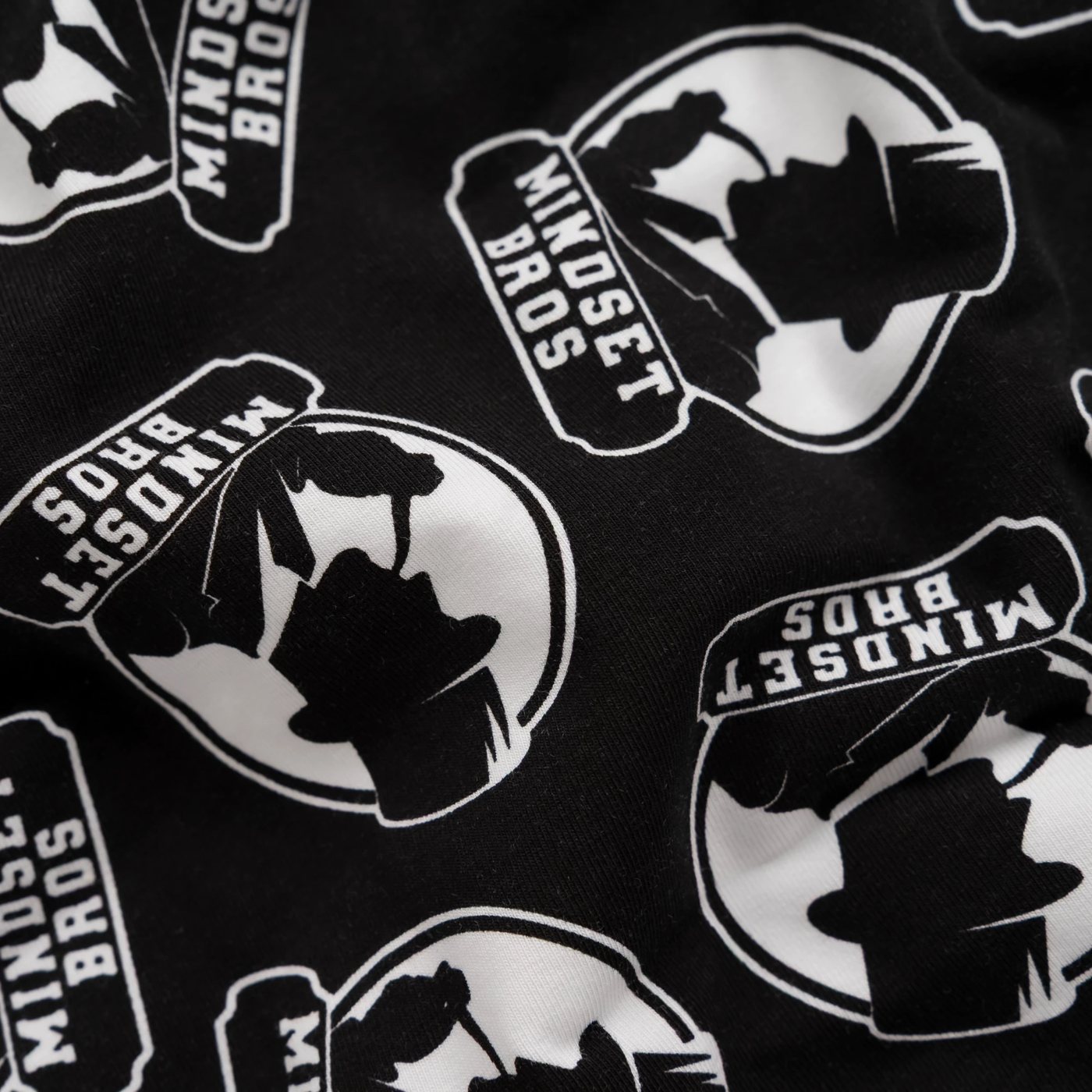 Close-up of the Mindset Bros badge print